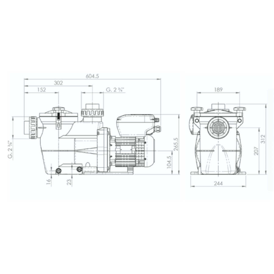Pompe de filtration KRIPSOL-KSE VS 150 pour piscine dimensions