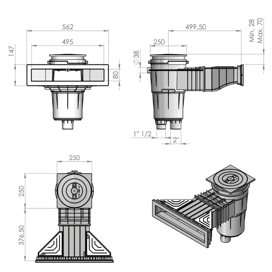 Skimmer meurtrière XXL 17,5L ASTRAL NORM modèle Parker dimensions