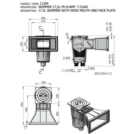 Skimmer Prestige 17,5L Béton ASTRAL