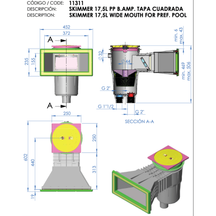 Skimmer Prestige Liner 17,5L Grande Meurtrière ASTRALPOOL