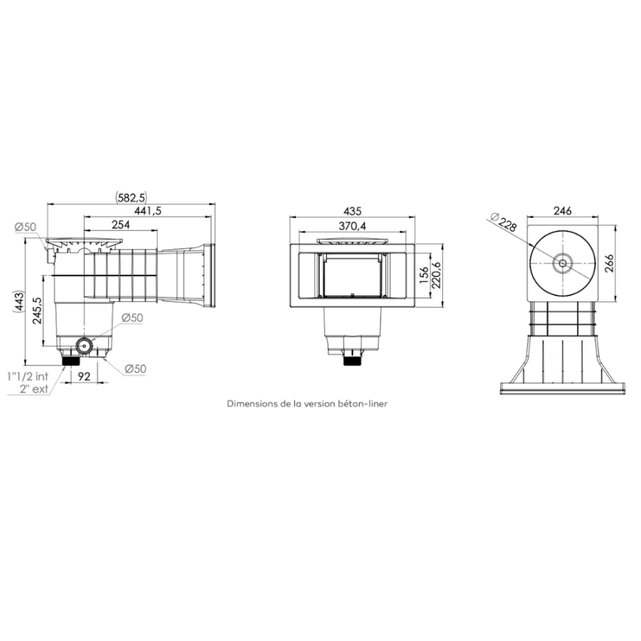 Skimmer WELTICO DESIGN A400 grande meurtrière pour piscine dimensions