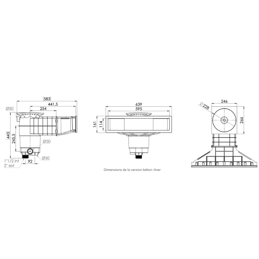 Skimmer WELTICO design A600 pour piscine dimensions