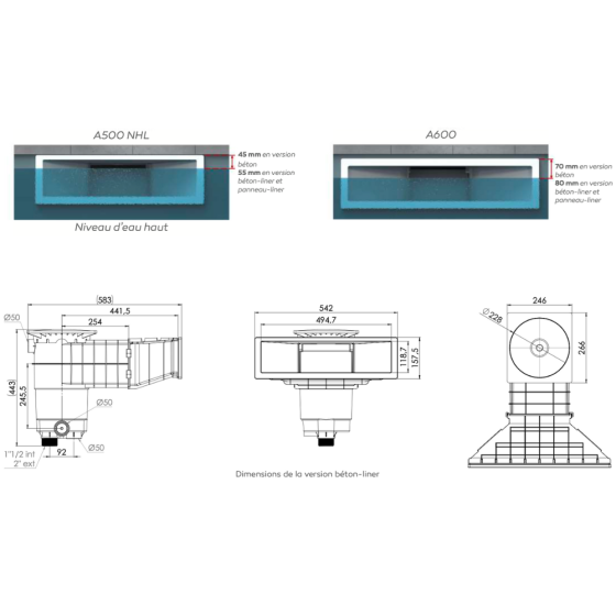 Skimmer Weltico NHL 500 pour piscine dimensions Skimmer Weltico NHL 500 pour piscine dimensions