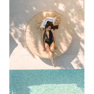 Lit bain de soleil rond beige raphia MX Home