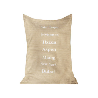 Pouf XL Flottant brodé beige raphia MX Home