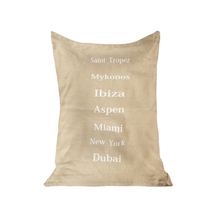 Pouf XL Flottant brodé beige raphia MX Home