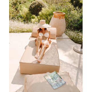 Lit bain de soleil beige raphia MX Home - Simple ou Double