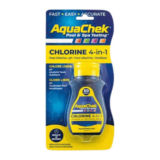 Boîte 50 bandelettes d'analyse Aquachek Chlorine 4-in-1 + Shock