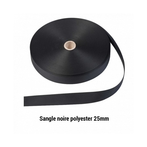 Sangle 25mm noire de rappel pour fixation couverture piscine