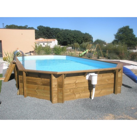 Piscine bois POLY MEDIUM  octogonale allongée  qualité professionnelle