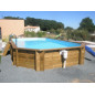 Piscine bois POLY MEDIUM octogonale allongée - 6.95 x 3.50 m Hors-Sol ou enterré