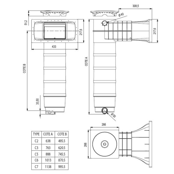 Skimmer WELTICO ELEGANCE A400  grande meurtrière pour piscine