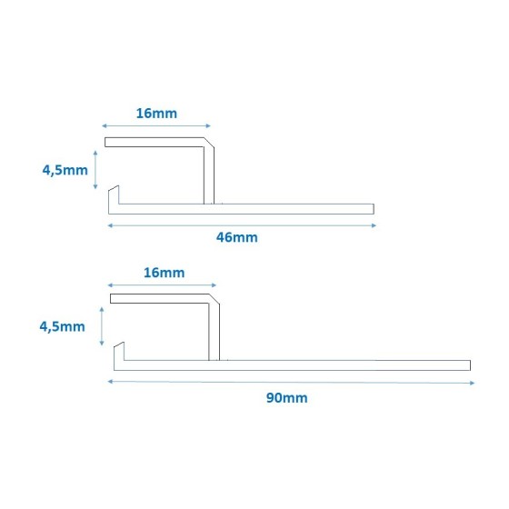 Profilé PVC HUNG horizontal sur arase d'accrochage liner pour PISCINE 2m