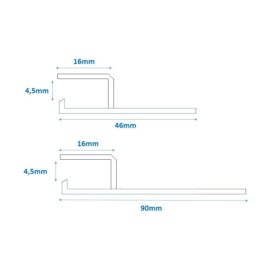 Profilé PVC HUNG horizontal sur arase d'accrochage liner pour PISCINE 2m