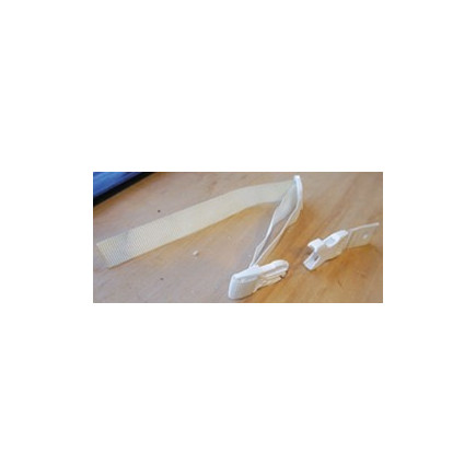 Boucle anti-soulèvement fixation paroi avec lanière – Coloris blanc – SOFATEC