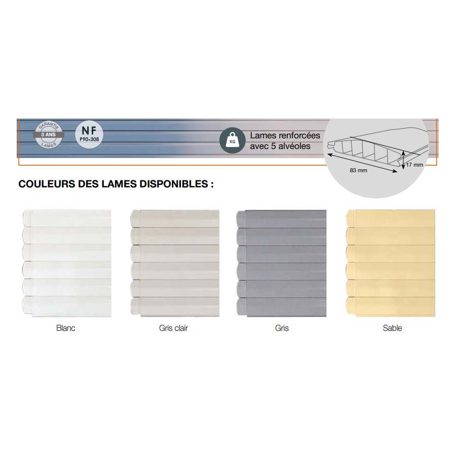 Couleurs-disponibles-lames-PVC-83mm-SOFATEC