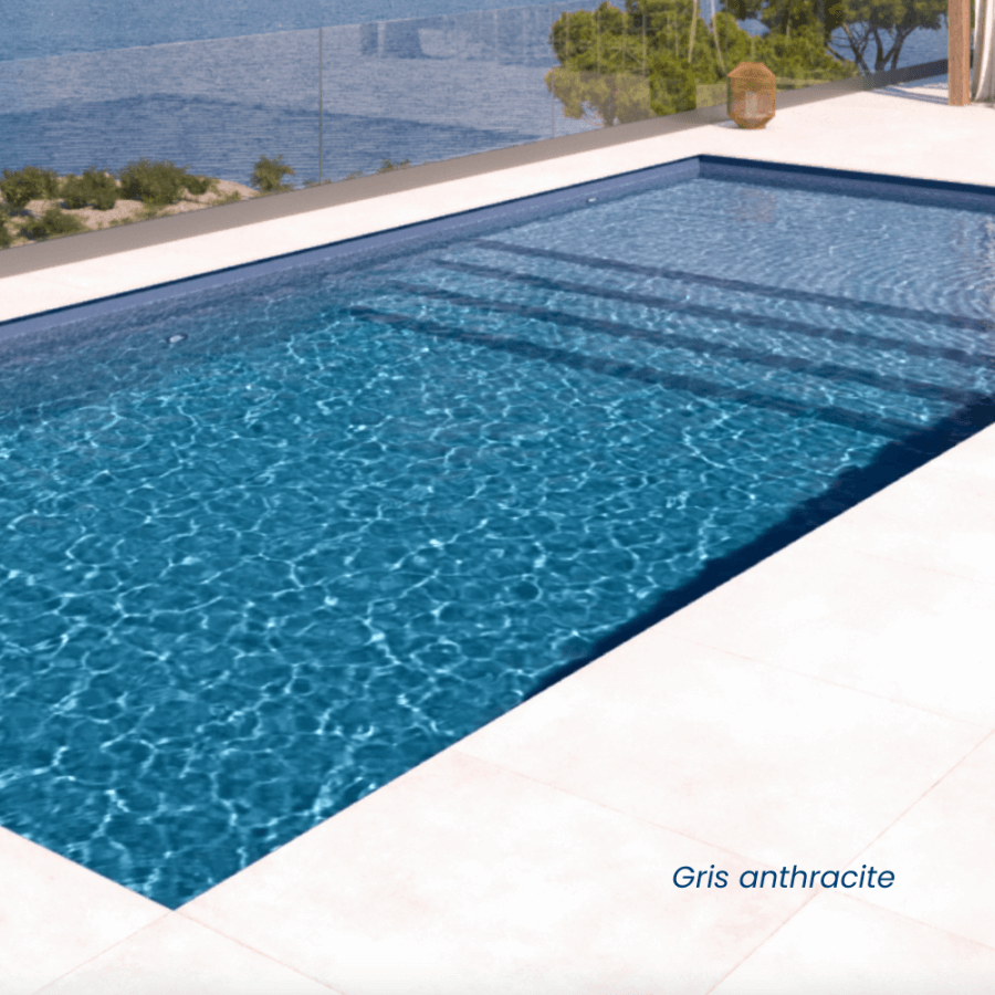 photo de synthèse d'une piscine avec liner gris anthracite