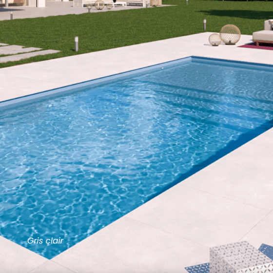 photo de synthèse d'une piscine avec liner gris clair