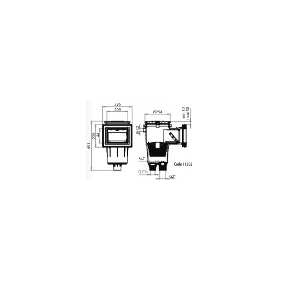 Côtes-skimmer-17,5L-Béton-ASTRAL-PRESTIGE-petite-meurtrière-sans-rallonge-11302