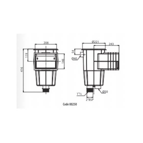 Côtes-Skimmer-15L-ASTRALPOOL-Standard-Béton-petite-meurtrière