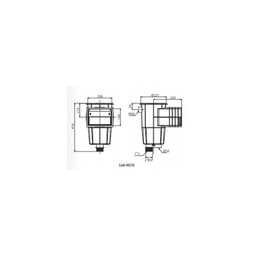 Côtes-Skimmer-15L-ASTRALPOOL-Standard-Béton-petite-meurtrière