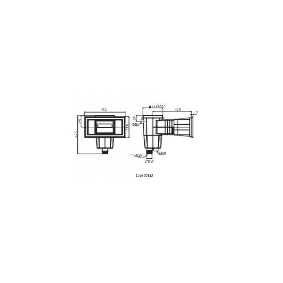 Côtes-Skimmer-15L-ASTRALPOOL-Standard-Béton-grande-meurtrière