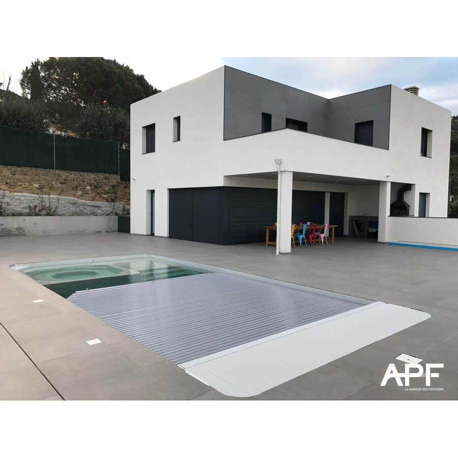 Caillebotis POOL SUCCESS-derrière-poutre-ALU-PVC-Blanc