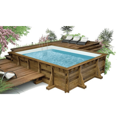 photo d'un Kit piscine en bois hors sol prête à plonger - 8 x 4