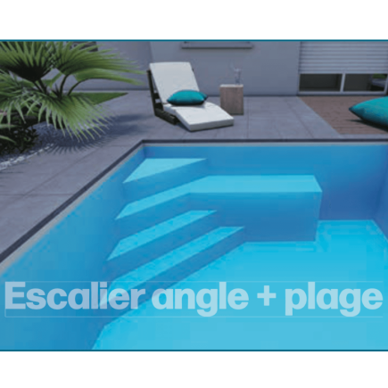 Kit escalier d'angle avec plage toute largeur 4,5m sans béton ESCABLOC
