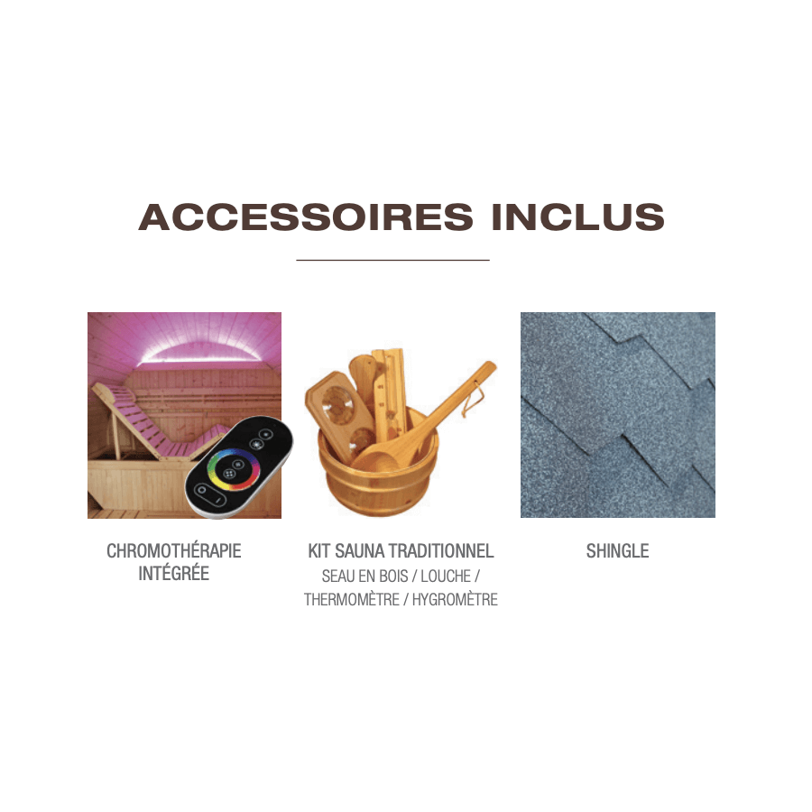 Sauna Gaïa Bella & Luna – accessoires inclus