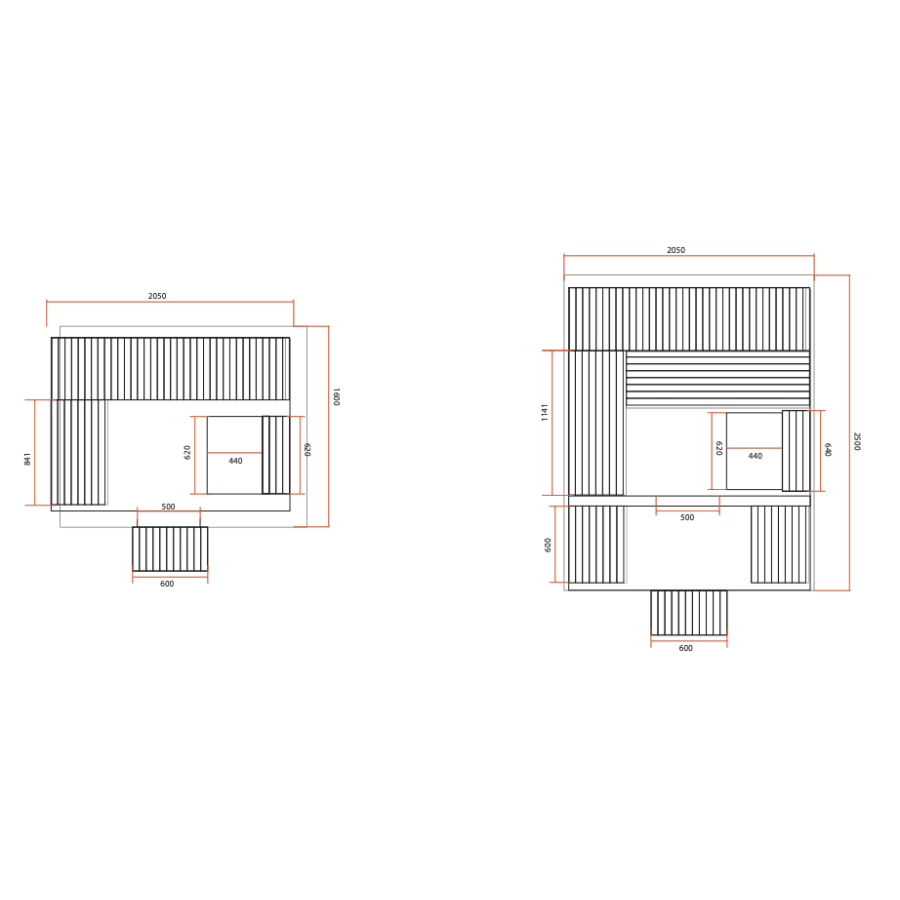 Sauna Gaïa Bella & Luna – schéma