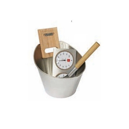 Set d’accessoires en inox (seau, louche et hygro-thermomètre)