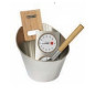 Set d’accessoires en inox (seau, louche et hygro-thermomètre) - pour Sauna HARVIA Set d’accessoires en inox (seau, louche et hygro-thermomètre) - pour Sauna HARVIA
