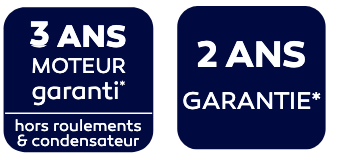 Garantie 2 ans pompe, 3 ans moteur