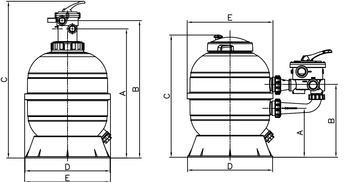 filtre-à-média-HI-HAYWARD-FHI-Side-dimensions